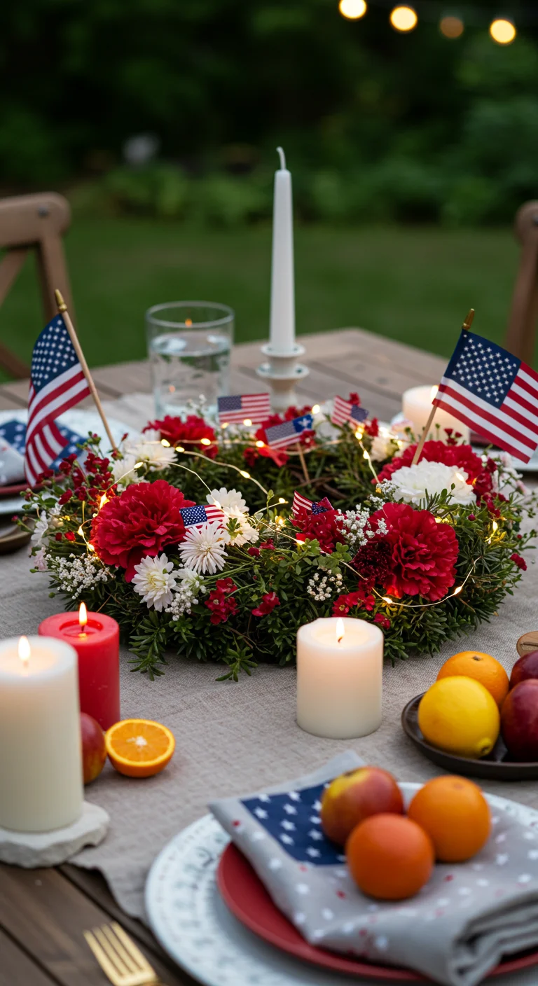 8. Wreath Wonders: Incorporating Patriotic Elements into Table Decor