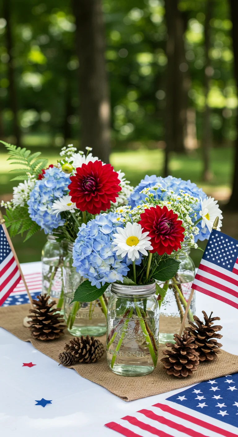 15. Nature-Inspired Decor: Using Seasonal Blooms to Honor Independence Day