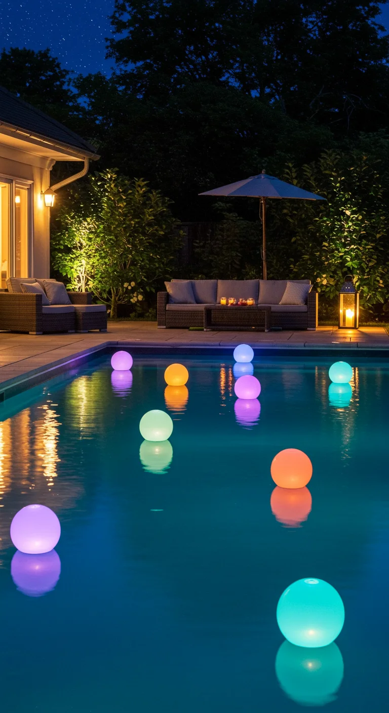 11. Floating Pool Lights: A Magical Evening Swim