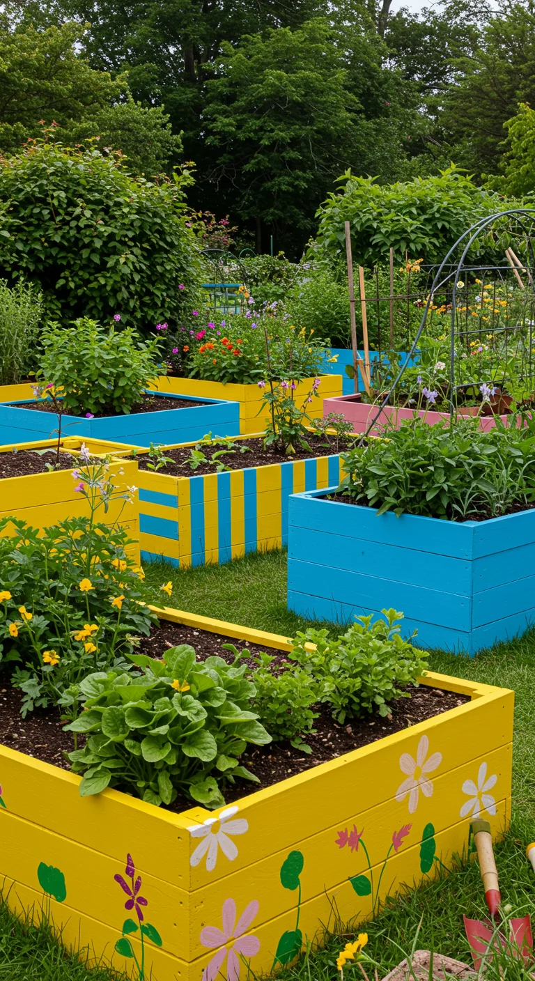 12. Painted Raised Beds: Add a Splash of Color to Your Garden