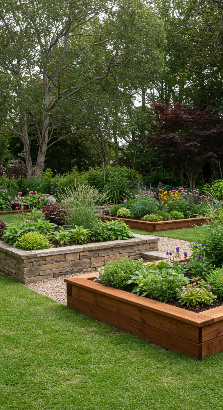 13. Sunken Raised Beds: Blending with Your Landscape