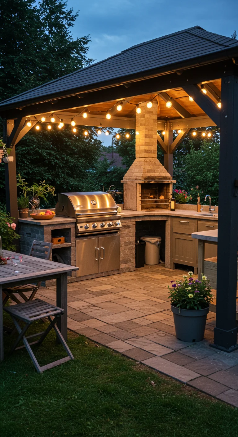19. Outdoor Kitchen: Culinary Delights Under a Gazebo
