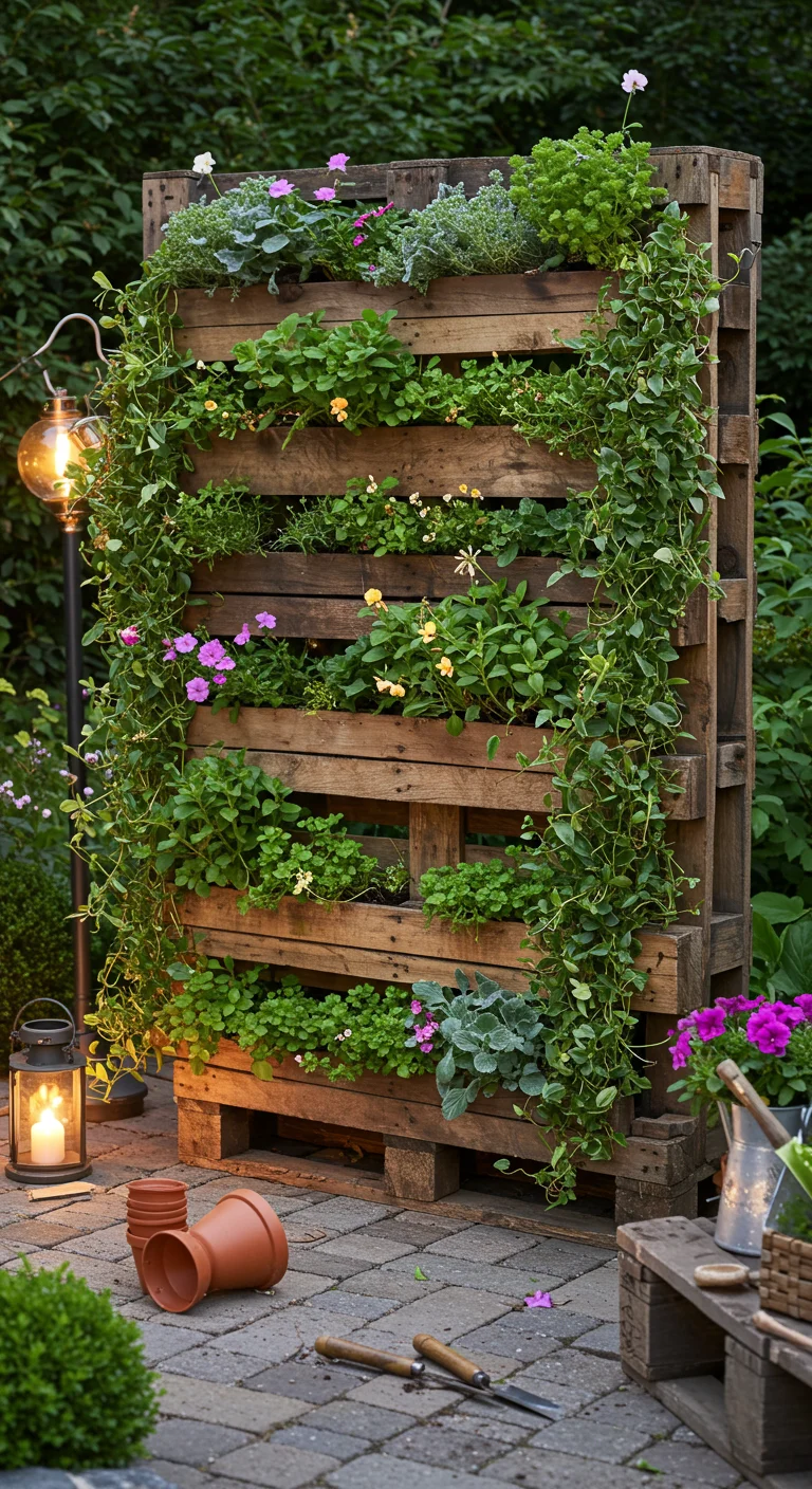 8. Living Pallet Screens: Privacy with a Green Touch