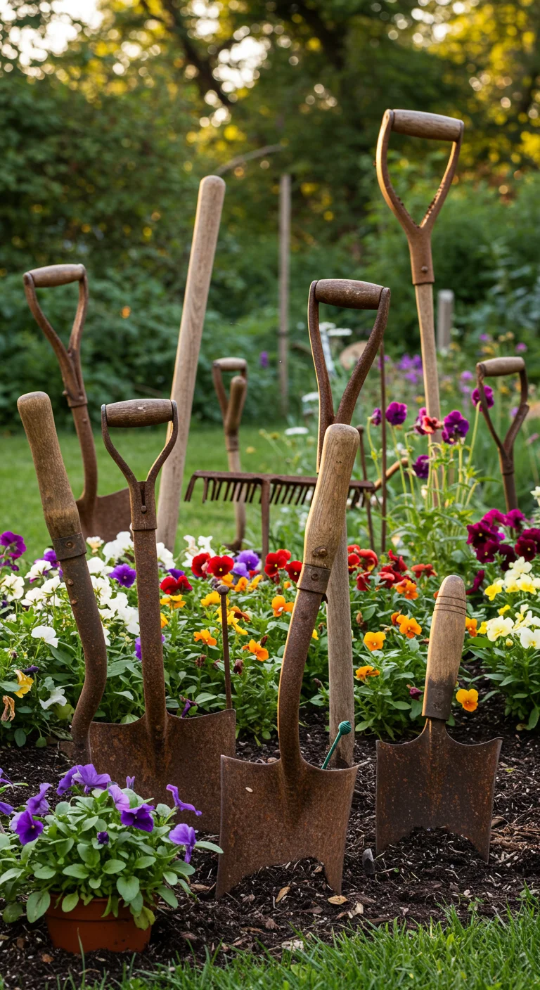 1. Rusty Tools: Vintage Charm in Your Flower Beds