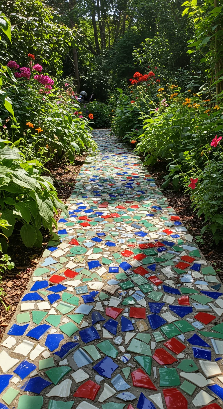 3. Broken Dishes: Mosaic Magic for Garden Walkways
