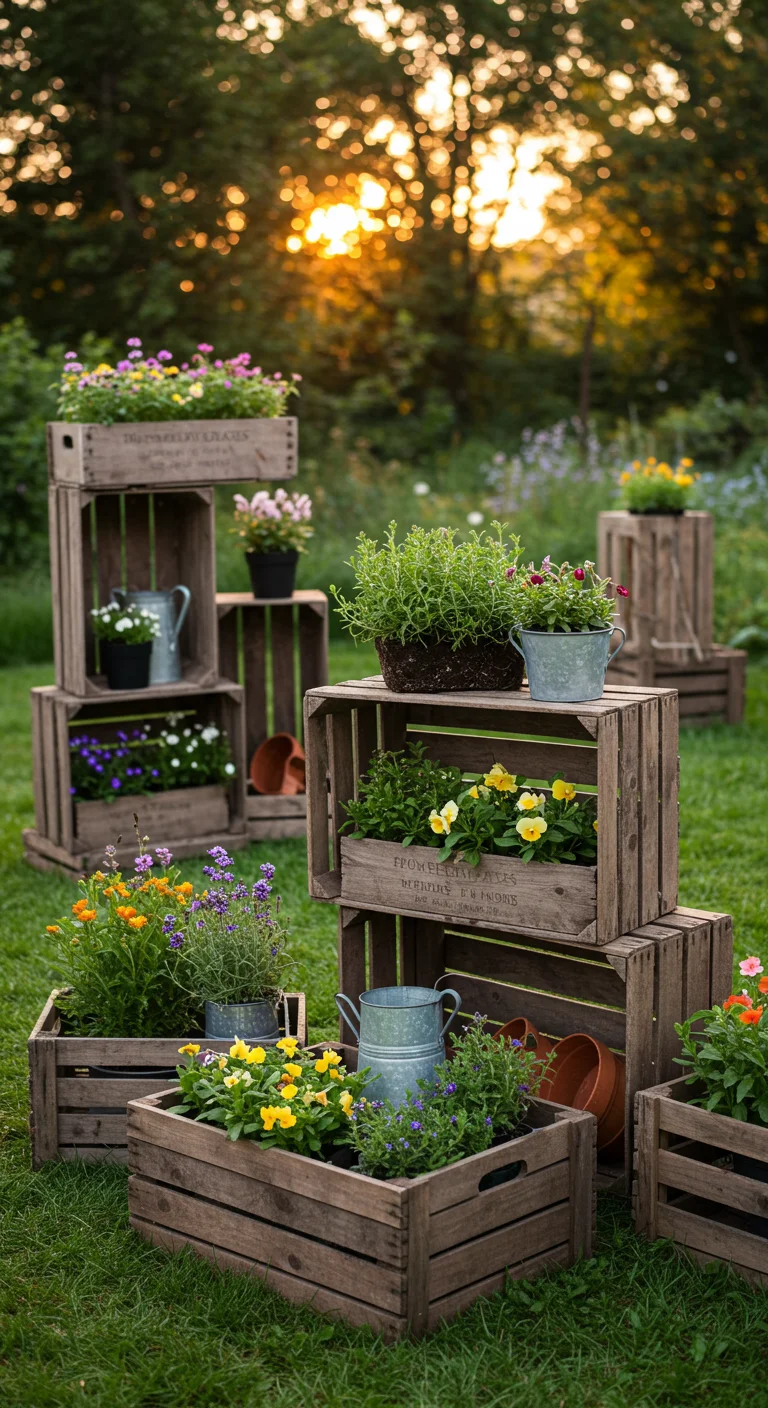 10. Wooden Crates: Rustic Storage Solutions and Planters