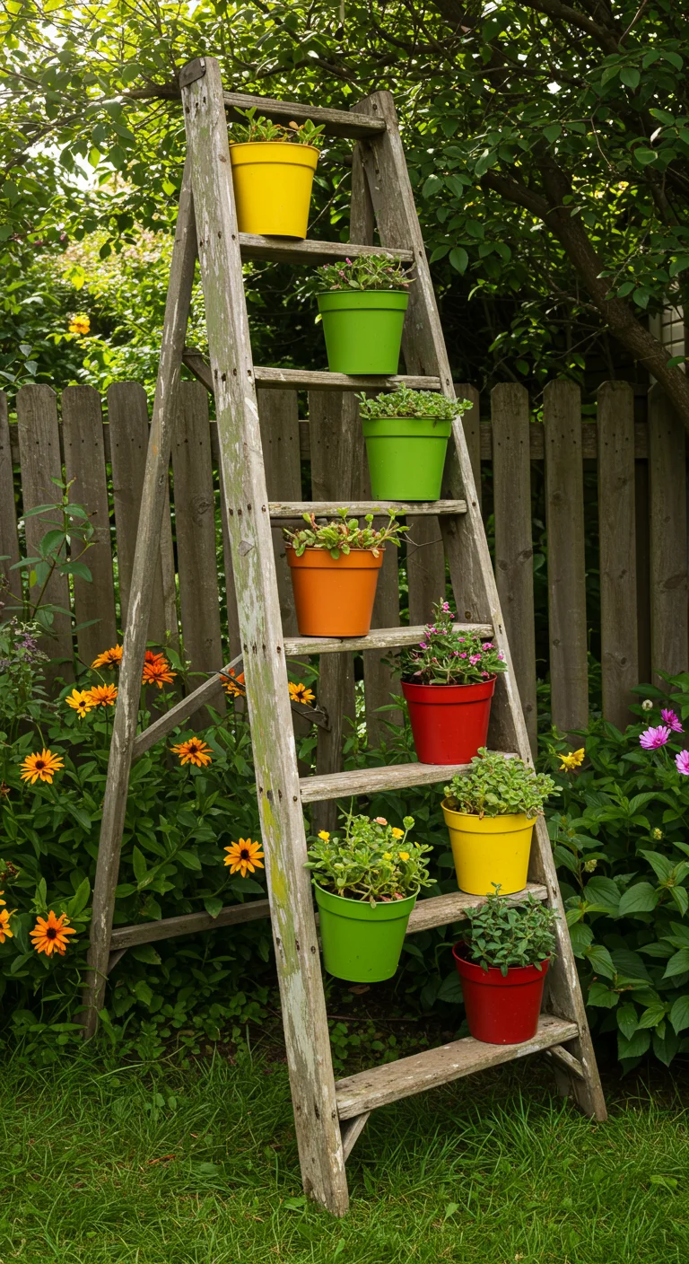 11. Old Ladders: Climbing to New Heights in Garden Decor