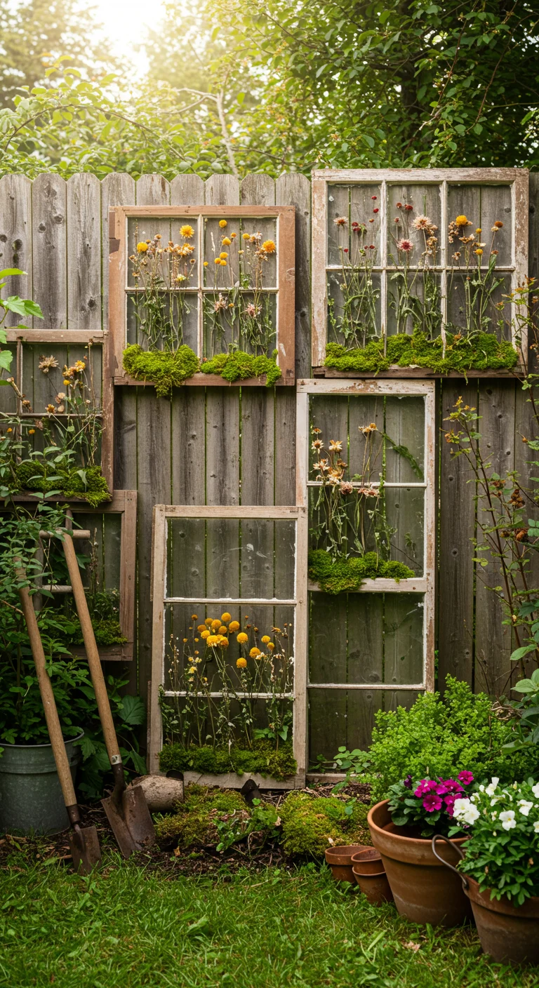 14. Old Windows: Framed Botanical Displays