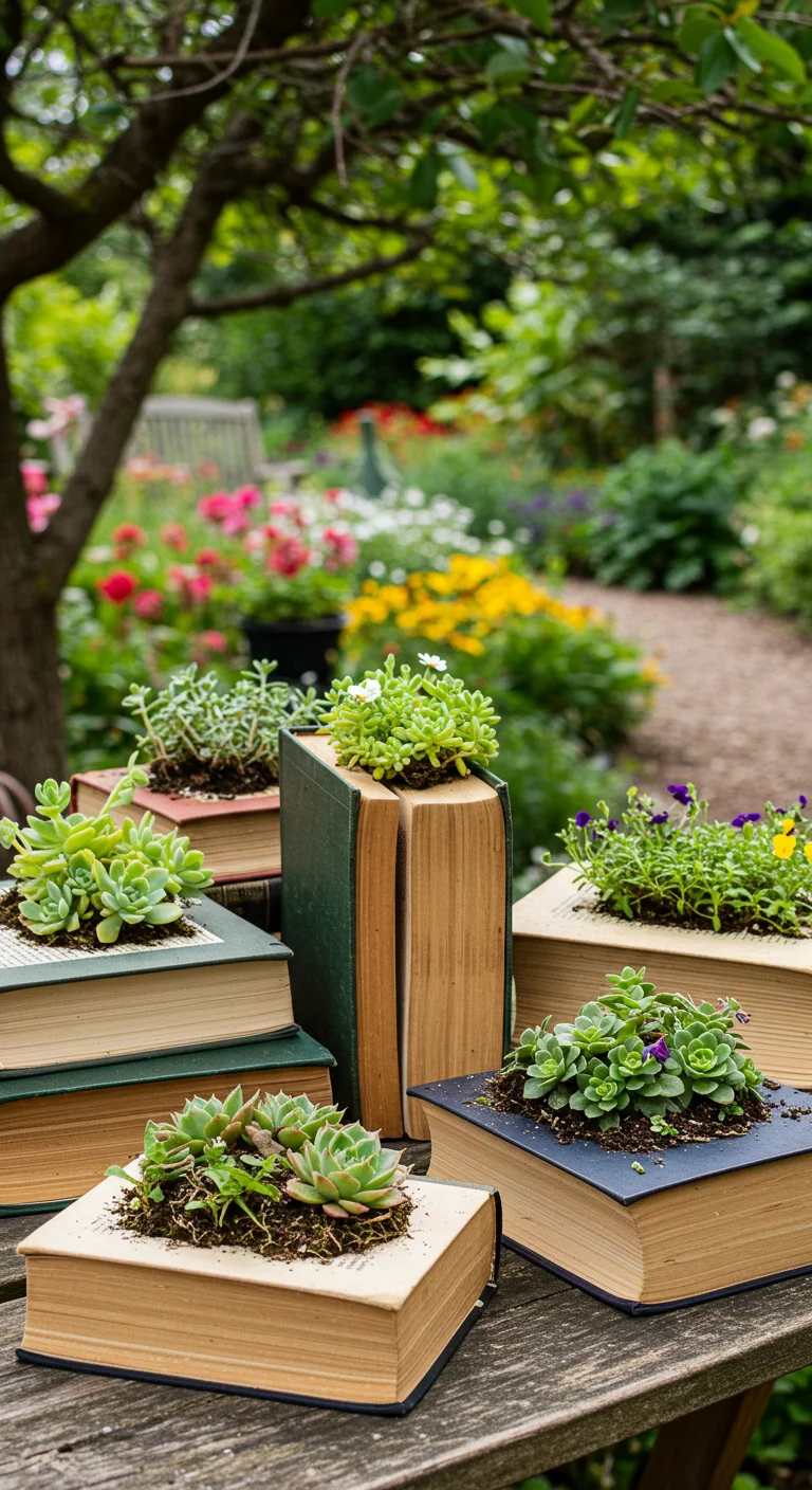 17. Old Books: Literary Gardens with Page Planters