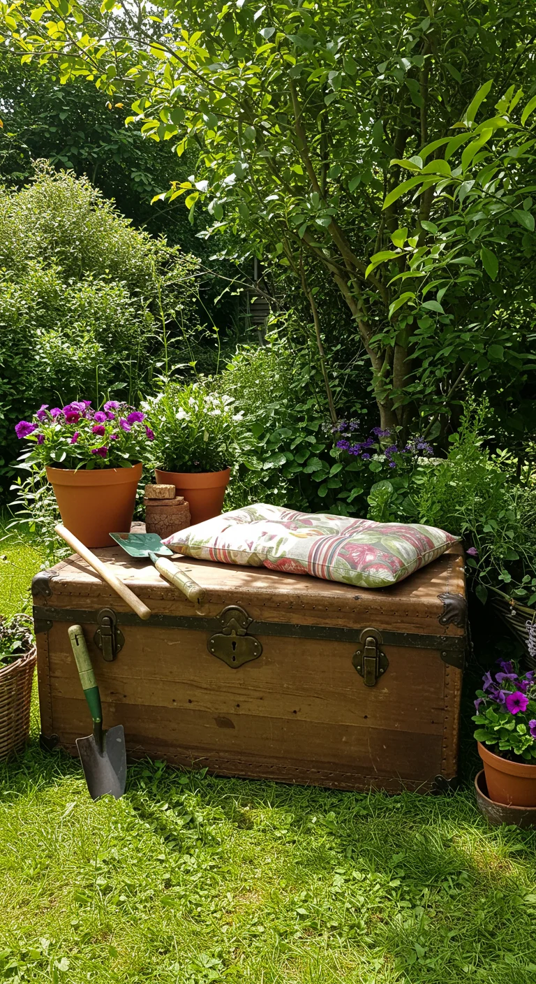 19. Vintage Trunks: Hidden Storage and Garden Seating