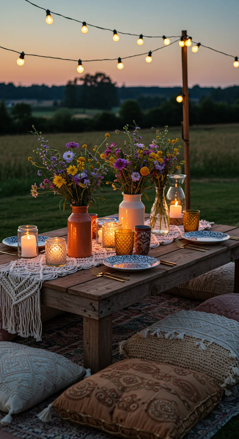 12. Outdoor Dining Bliss: Boho Tablescapes