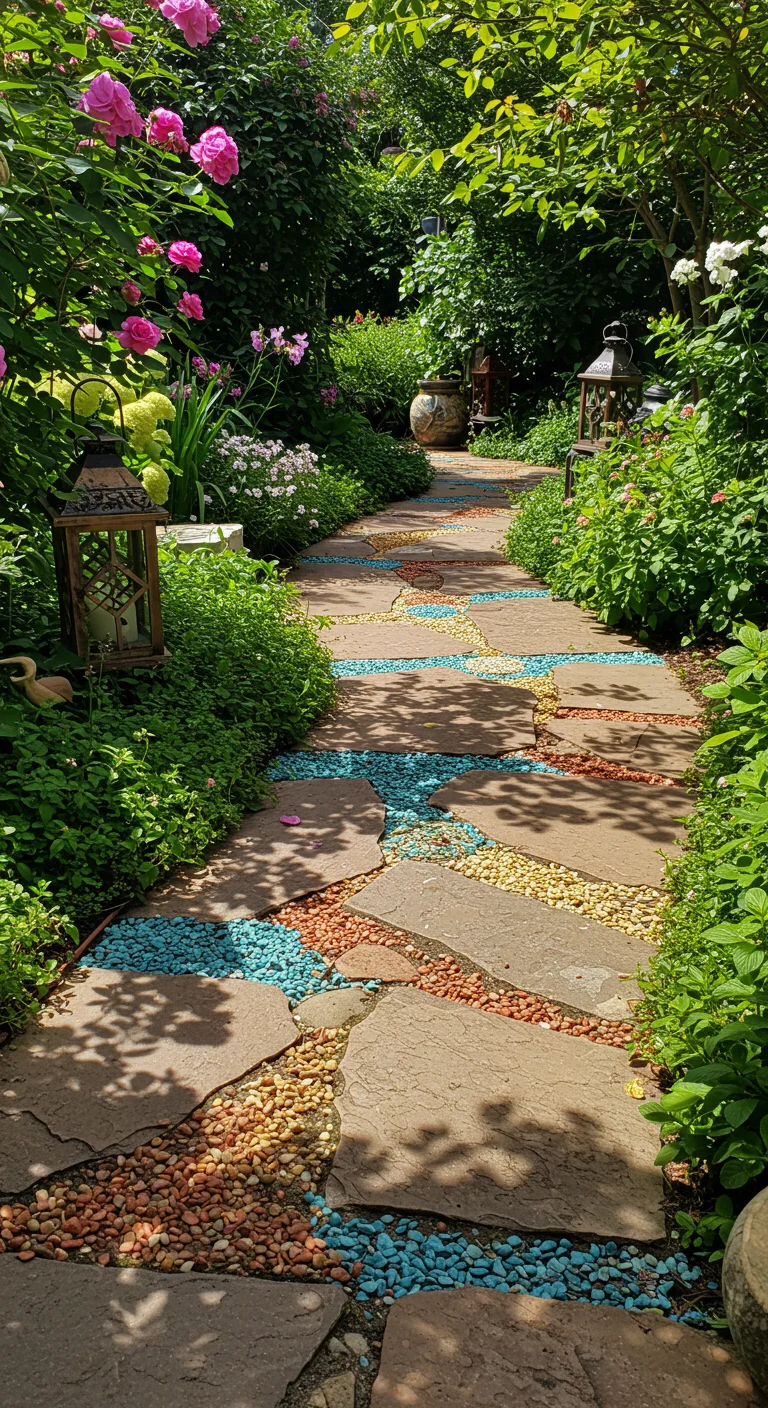 15. Artistic Garden Paths: Stone and Pebble Creations