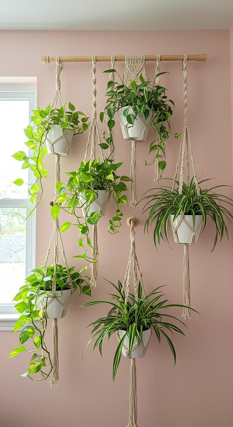 14. Hanging Gardens: Vertical Plant Displays with Macrame