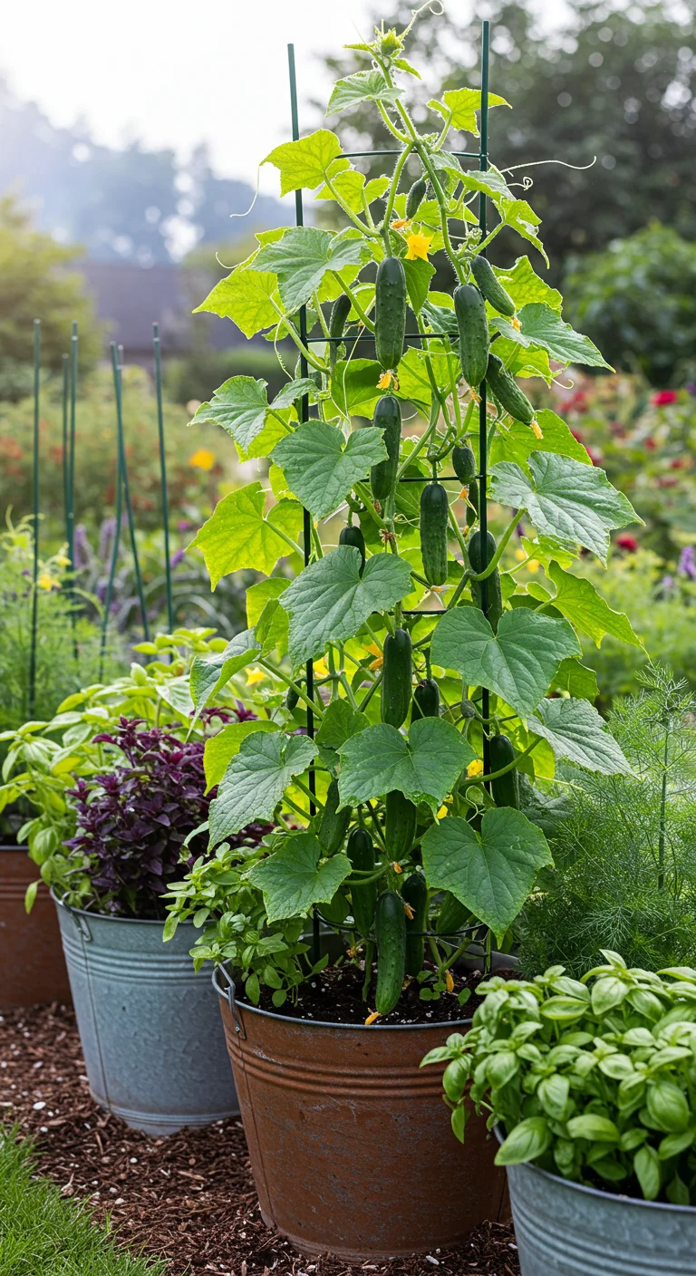 10. Cucumbers: Refreshing Vines for Vertical Growth