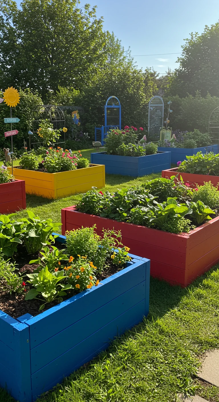 8. Colorful Containers: Painted Raised Beds for a Pop of Color
