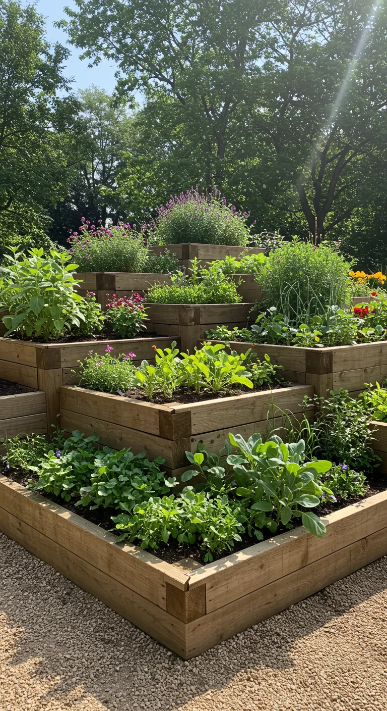 12. Tiered Triumph: Multi-Level Raised Garden Beds