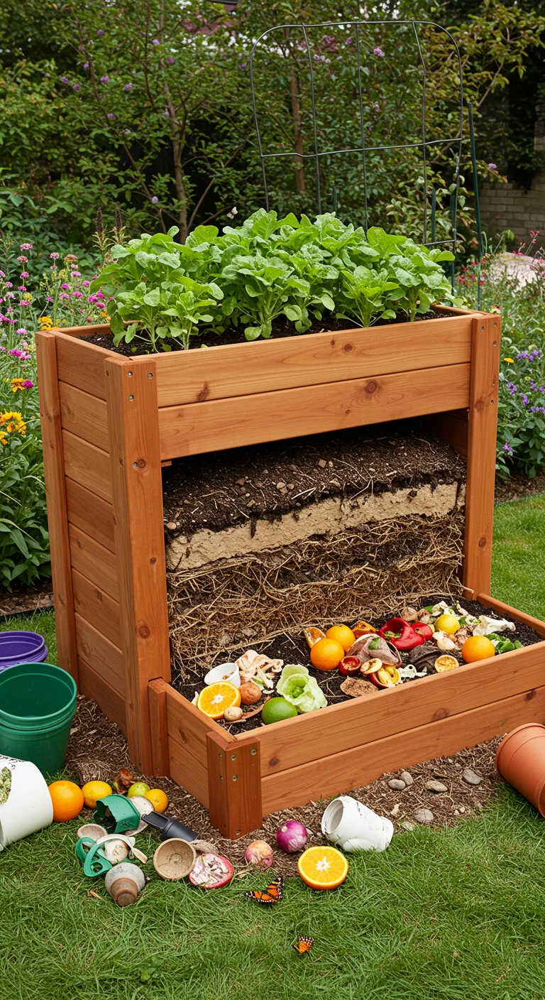 14. Sustainable Solutions: Built-In Composting Raised Beds