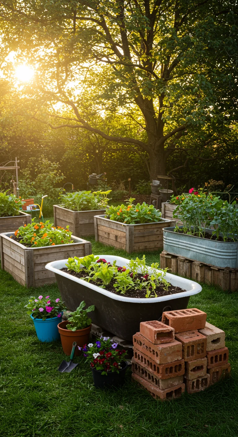 16. DIY with a Twist: Upcycled Materials for Raised Beds