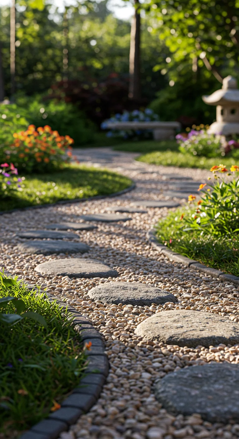 9. Pebble Perfection: Minimalist Garden Paths