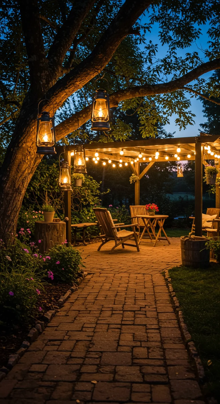 9. Rustic Lighting: Illuminating Your Garden's Character