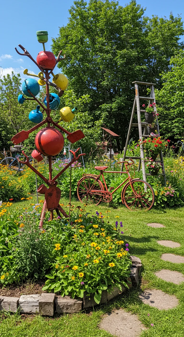 14. Garden Art: Adding Personality with Rustic Crafts