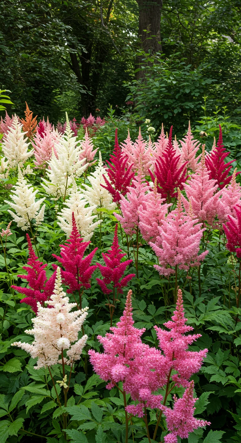 6. Dazzling Astilbes: Feather-Like Blooms in Vivid Hues
