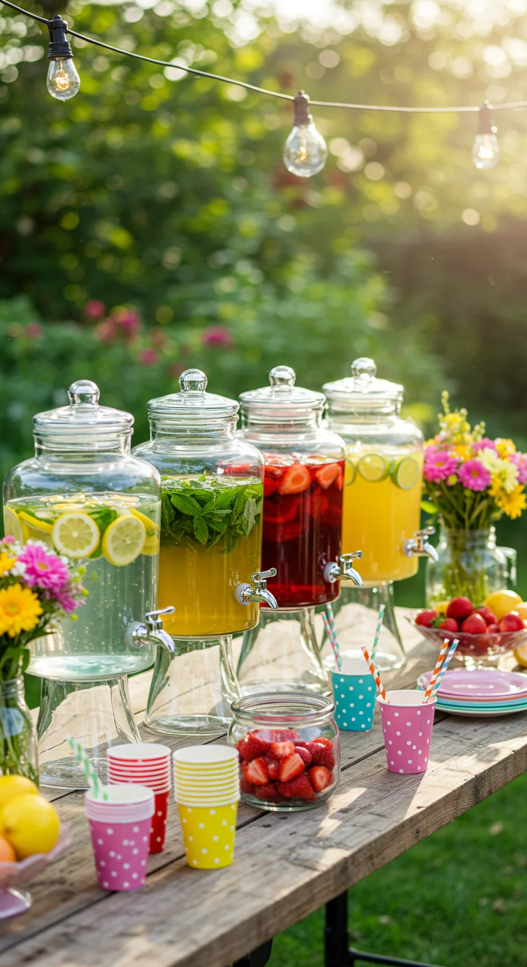 6. Chic Drink Stations: Refreshing Sips Under the Sun