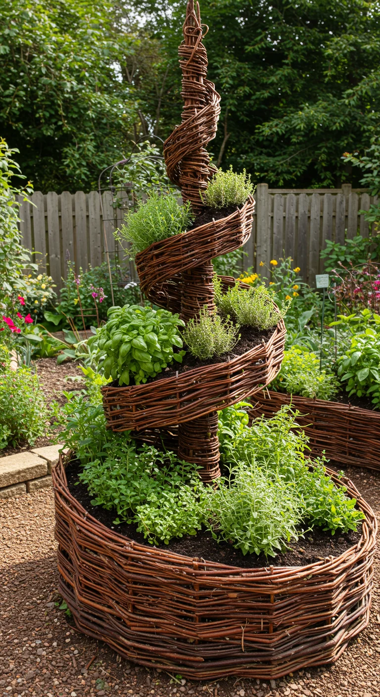 20. Twig Herb Spiral: A Unique Way to Grow Your Herbs