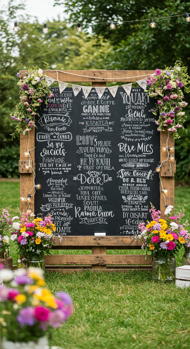 10. Chalkboard Charm: Pallet Chalkboard Backdrops