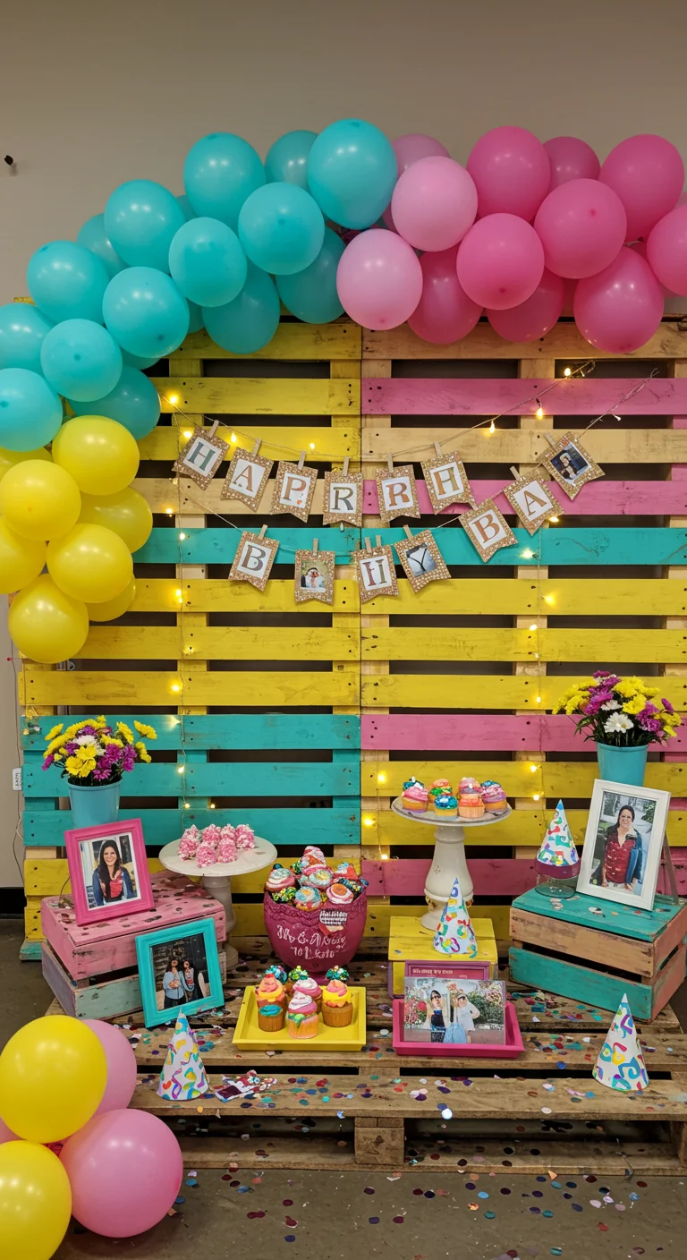 27. Birthday Bash: Festive Pallet Backdrops